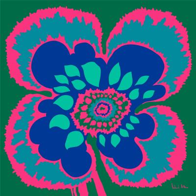 Wolf & Badger Green / Blue / Pink Blue Elsa Design Print Richard Allan London