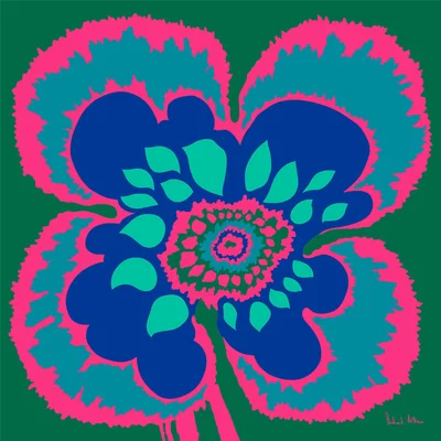 Wolf & Badger Green / Blue / Pink Blue Elsa Design Print Richard Allan London