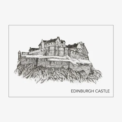 Wolf & Badger Black Edinburgh Castle Print Jardell Hill Design