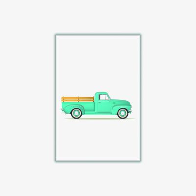 Wolf & Badger Blue Old Trusty Pickup A4 210 X 297Mm Stanley Print House