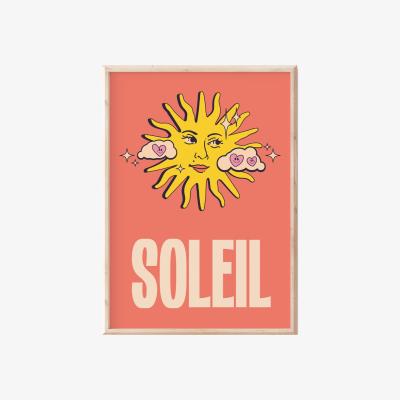 Wolf & Badger Yellow / Orange Soleil Sun Poster Print In A3 Sofe Store