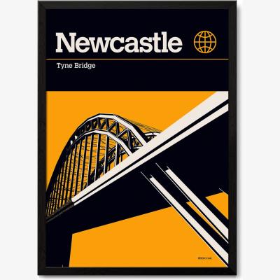 Wolf & Badger Newcastle Tyne Bridge Modernist Architectural Travel Poster A3 297 X 420Mm Reign & Hail