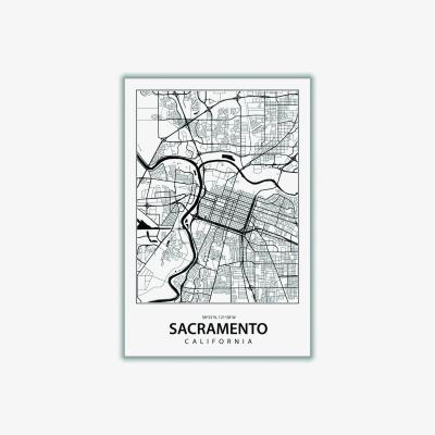 Wolf & Badger Black Map Of Sacramento Large Stanley Print House