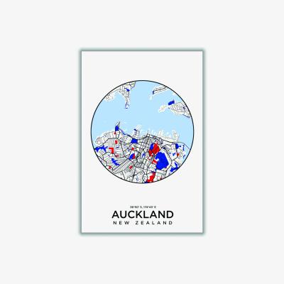 Wolf & Badger Blue Map Of Auckland New Zealand Xxs Stanley Print House