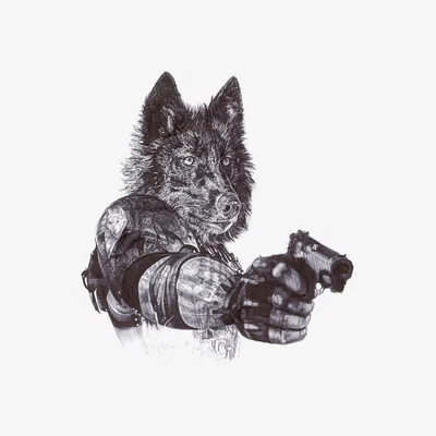 Wolf & Badger Black Revenge Limited Edition Print Jane Lee Mccracken