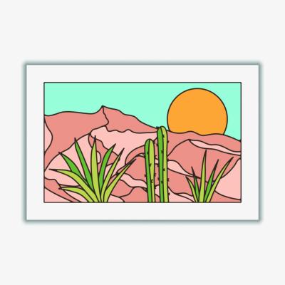 Wolf & Badger Yellow / Orange Minimal Desert Sunset Landscape Extra Small Stanley Print House
