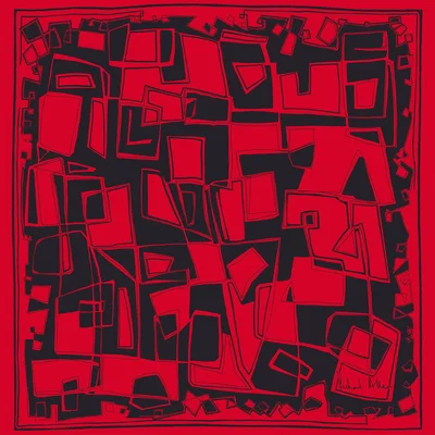 Wolf & Badger Grey / Black / Red Red Hepworth Design Print Richard Allan London