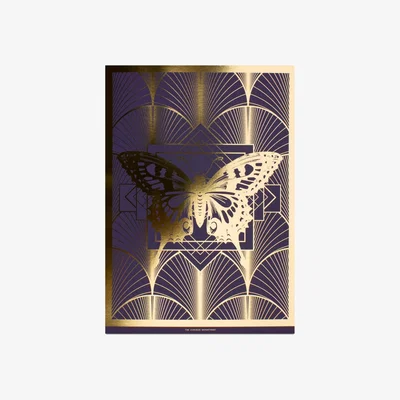 Wolf & Badger Gold / Pink / Purple Deco Butterfly Gold & Purple Print The Curious Department