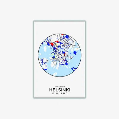 Wolf & Badger Blue Map Of Helsinki Medium Stanley Print House