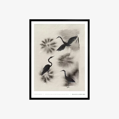 Wolf & Badger Grey / White / Black A2 - Three Birds Art Print | One Size | Rosanna Corfe
