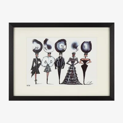 Wolf & Badger Black Madame Noir Framed Limited Edition Small Print Charlotte Posner