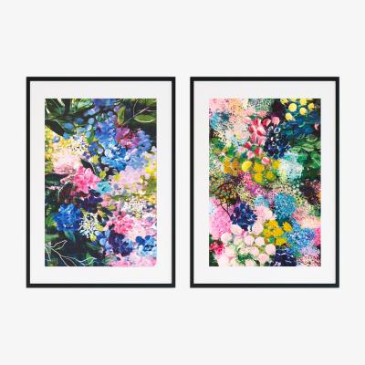 Wolf & Badger Pink / Purple Confetti Fields - Abstract Floral Print Pair Jessica Slack Studio