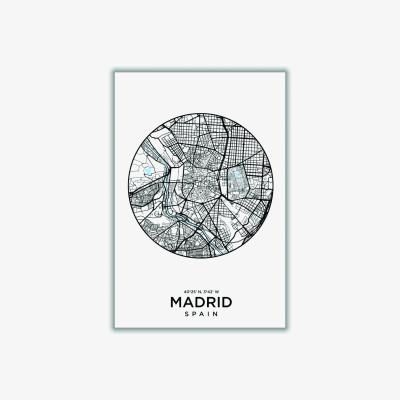 Wolf & Badger Black Map Of Madrid A4 210 X 297Mm Stanley Print House