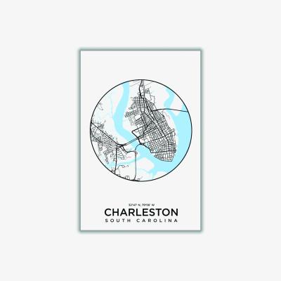 Wolf & Badger Blue Map Of Charleston Medium Stanley Print House