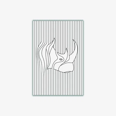 Wolf & Badger Black Line Drawing Rhino A2 420 X 594Mm Stanley Print House