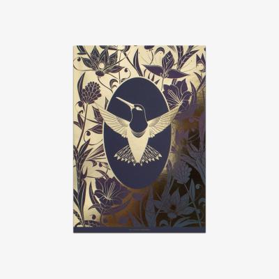 Wolf & Badger Pink / Purple / Gold Elemental Hummingbird - A3 Gold Art Print The Curious Department