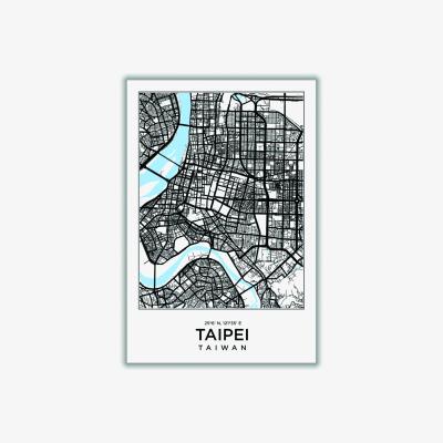 Wolf & Badger Black Map Of Taipai Taiwan A4 210 X 297Mm Stanley Print House