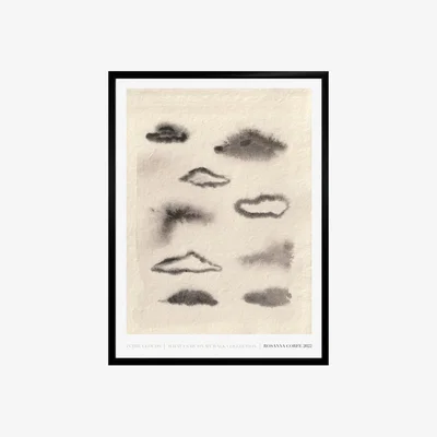 Wolf & Badger Grey / White / Black A3 - Clouds Abstract Ink Art Print - Cream Grey One Size Rosanna Corfe