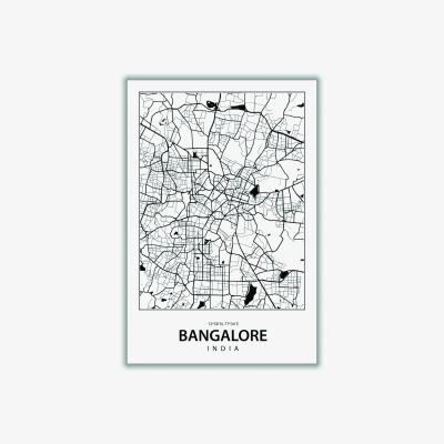 Wolf & Badger Black Map Of Bangalore A1 594 X 841Mm Stanley Print House