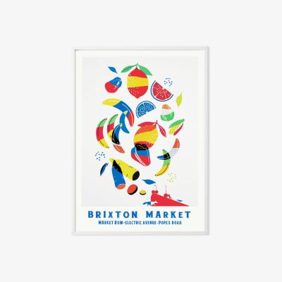 Wolf & Badger Brixton Market London Illustrated Art Print A3 297 X 420Mm Eye for London Prints