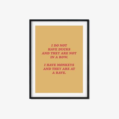 Wolf & Badger Yellow / Orange I Have Monkeys A3 297 X 420Mm The Native State