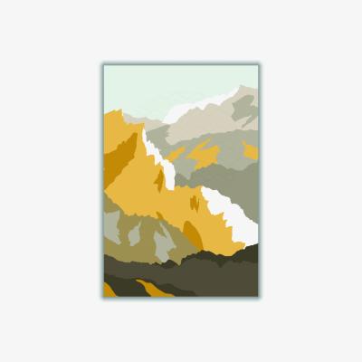 Wolf & Badger Yellow / Orange Japanese Mountain Scene A4 210 X 297Mm Stanley Print House