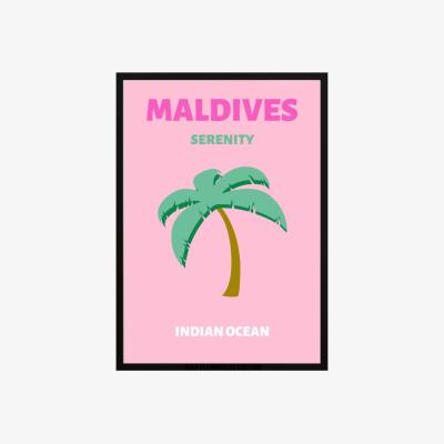 Wolf & Badger Pink / Purple Maldives Serenity Palm Poster | Artchi