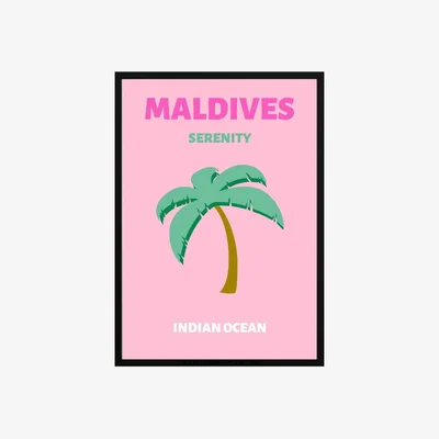 Wolf & Badger Pink / Purple Maldives Serenity Palm Poster | Artchi