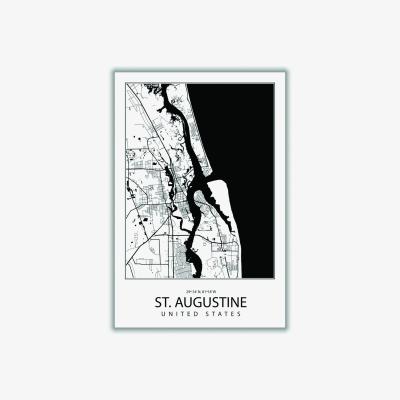Wolf & Badger Black Map Of St. Augustine United States Medium Stanley Print House
