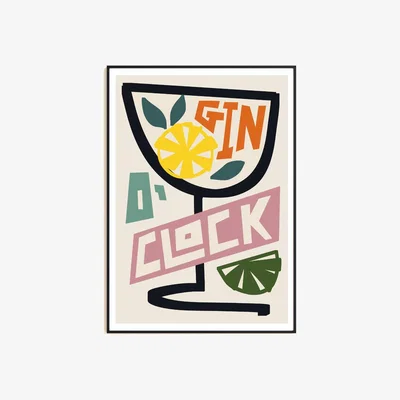 Wolf & Badger Gin O' Clock Art Print - A2 Natalie Cass Art