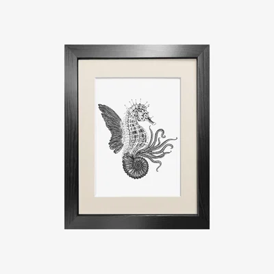 Wolf & Badger Black 'Ammonautilae' - Fine Art Print A5 Emily Carter