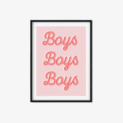 Wolf & Badger Pink / Purple Boys, Boys, Boys A3 297 X 420Mm The Native State