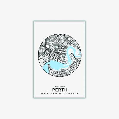 Wolf & Badger Blue Map Of Perth A1 594 X 841Mm Stanley Print House
