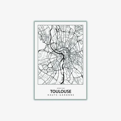 Wolf & Badger Black Map Of Toulouse Xxs Stanley Print House