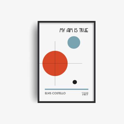 Wolf & Badger Red / Blue / Black My Aim Is True Elvis Costello Inspired Abstract Giclée Art Print A3 Fanclub