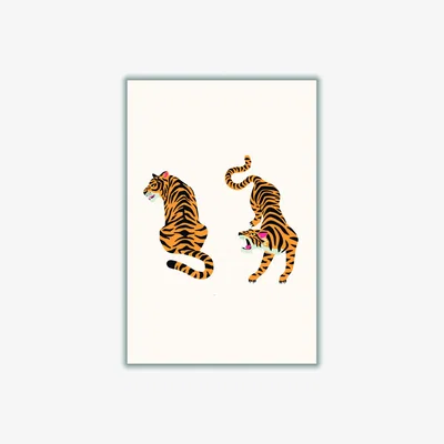 Wolf & Badger Yellow / Orange The Two Tigers A4 210 X 297Mm Stanley Print House