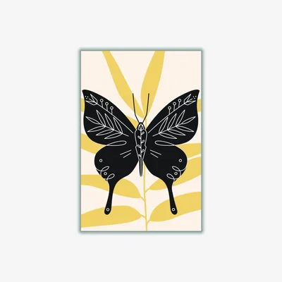 Wolf & Badger Black Abstract Butterfly Xxs Stanley Print House