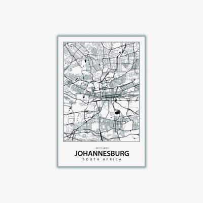 Wolf & Badger Black Map Of Johannesburg Xxs Stanley Print House