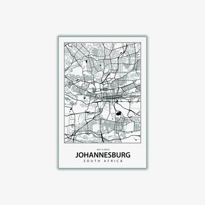 Wolf & Badger Black Map Of Johannesburg Xxs Stanley Print House