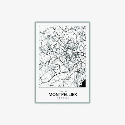Wolf & Badger Black Map Of Montpellier Extra Large Stanley Print House
