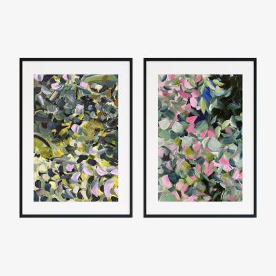 Wolf & Badger Green Flora & Fauna - Abstract Floral Print Pair Jessica Slack Studio