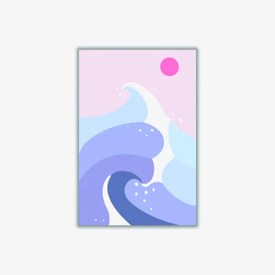 Wolf & Badger Pink / Purple Ocean Waves #2 A1 594 X 841Mm Stanley Print House