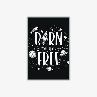 Wolf & Badger Black Born To Be Free A3 297 X 420Mm Stanley Print House