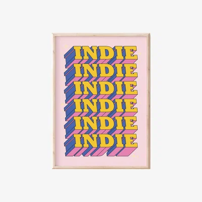 Wolf & Badger Indie Band Pink Music Prin A3 Sofe Store