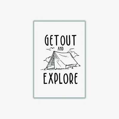 Wolf & Badger Black Get Out And Explore A1 594 X 841Mm Stanley Print House