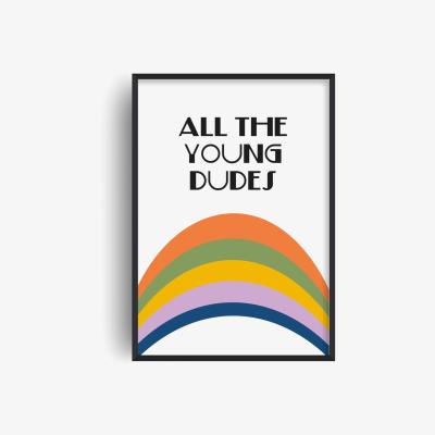 Wolf & Badger All The Young Dudes Retro Giclée Art Print A2 420 X 594Mm Fanclub