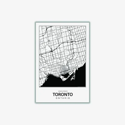 Wolf & Badger Black Map Of Toronto Canada Small Stanley Print House