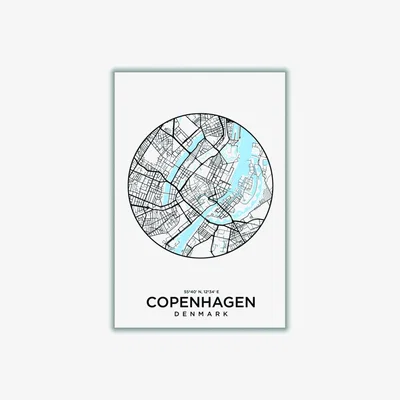 Wolf & Badger Blue Map Of Copenhagen A3 297 X 420Mm Stanley Print House