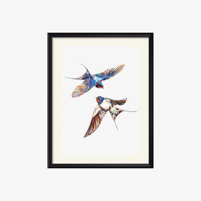 Wolf & Badger Neutrals / Blue / Brown Swallows Fine Art Print Claudine O'sullivan Illustration & Design