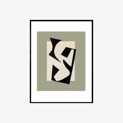 Wolf & Badger Black / Green Minimalist Wall Art: Abstract Landscapes With Organic Shapes, Part Three | Awol